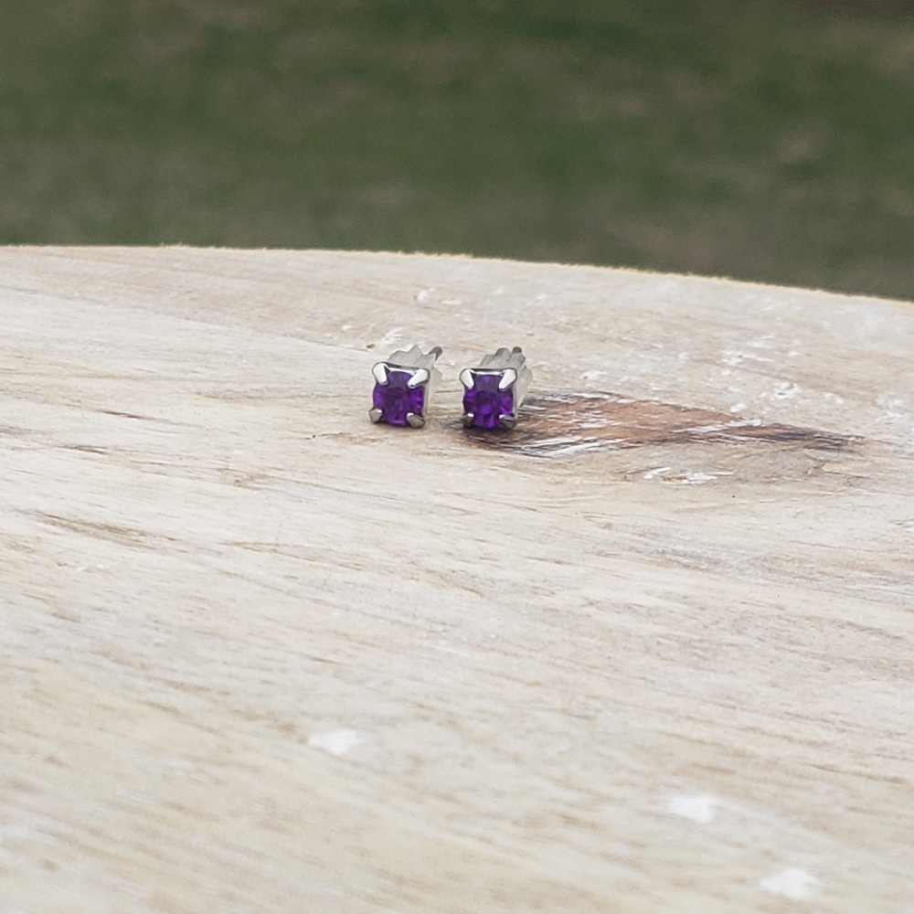 Elegant Purple, Pink, And Clear Stud Earrings - Picture 12 of 15